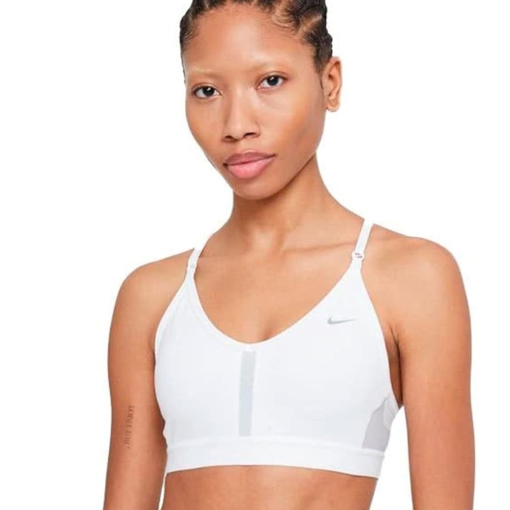 Nike Indy Women's Light-Support V-Neck Sports Bra in White